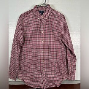 Ralph Lauren Red and Blue Checkered Polo‎ Shirt Youth Boys Size XL